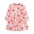 Cartoon Rabbits with Heart Balloons Design Girls Casual Dress childrensterritory