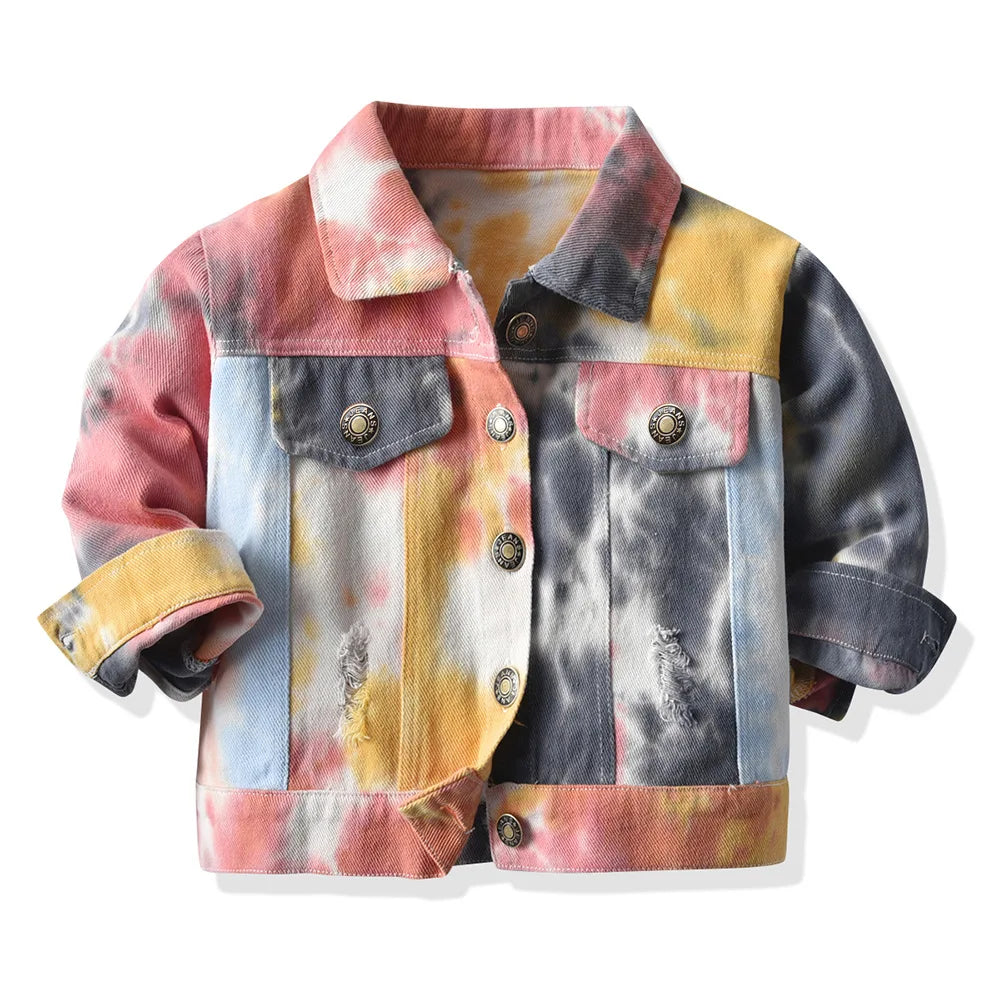 Kids Stylish Tiedye Denim Jackets for Spring Autumn childrensterritory