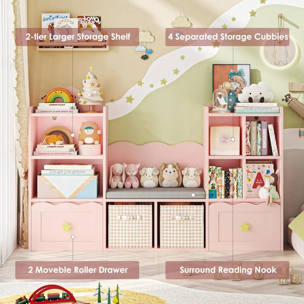 Multipurpose Kids Book and Toys Organizer with Reading Nook