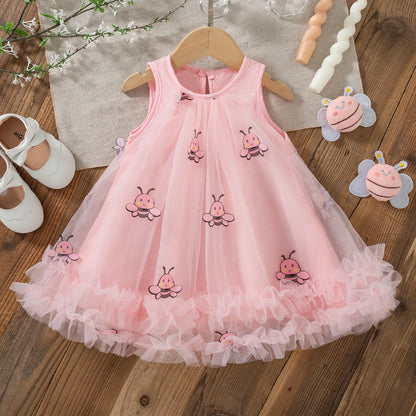Kids Girls Elegant Embroidery Pattern Summer Party Dress