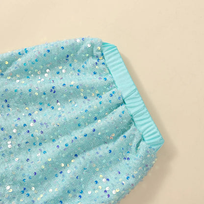 Baby/Kids Girls Cartoon Mermaid Top and Sequined Fishtail Skirt Set childrensterritory