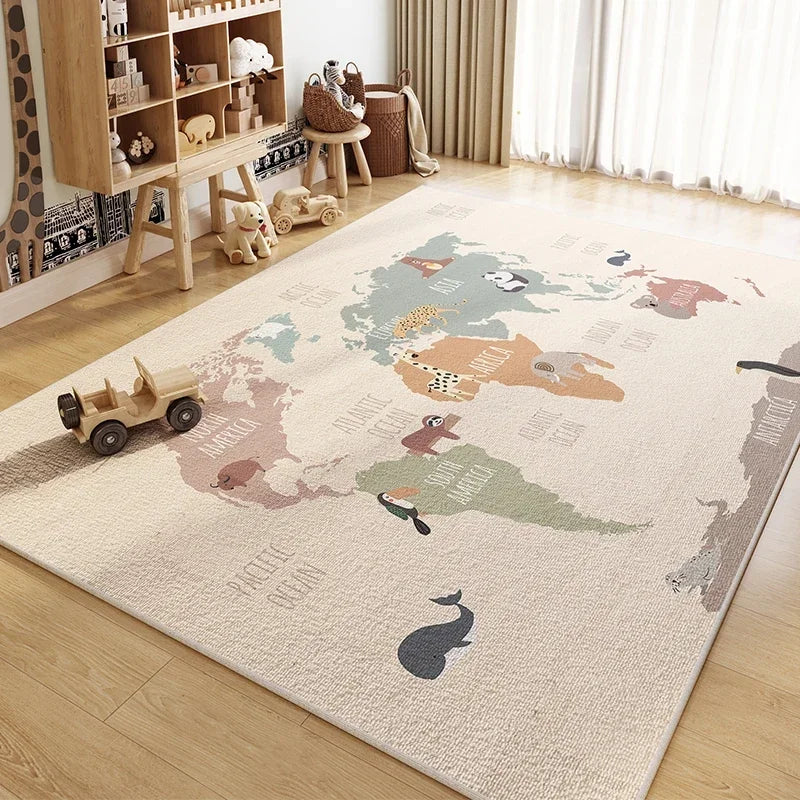 Cartoon Print Stain Resistant Anti Slip Kids Room Carpet childrensterritory