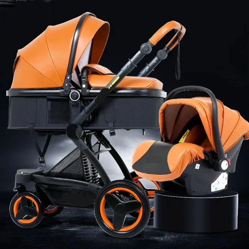 3-in-1 Foldable Baby Carriage Prams With Car Seat