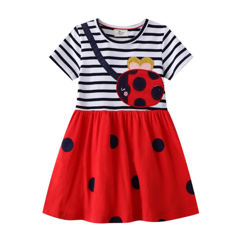 Flowers Hearts Embroidery Little Girls Cotton Princess Dresses childrensterritory