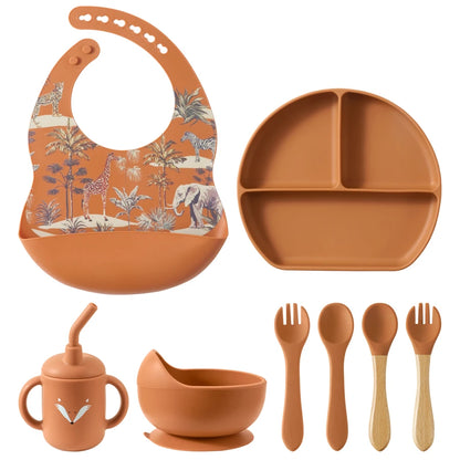 4/5/8Pcs Durable Silicone Tableware Set for Toddlers childrensterritory