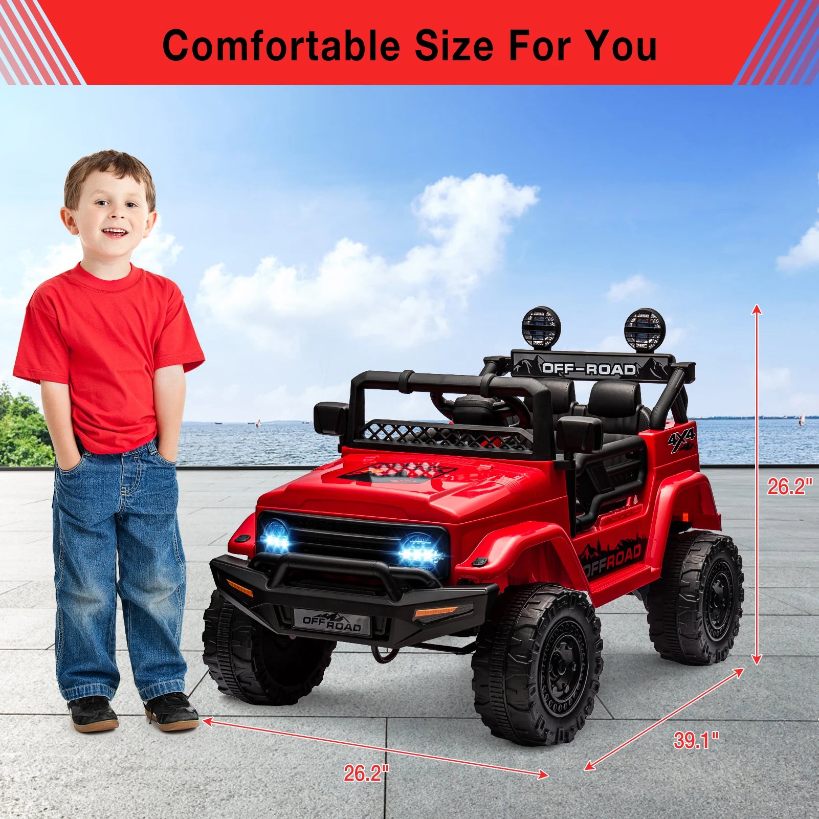 Kids Ride On Remote Control 12V Truck with Led Lights
