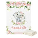 Custom Name with Flower Elephant Print Baby Bedding Set