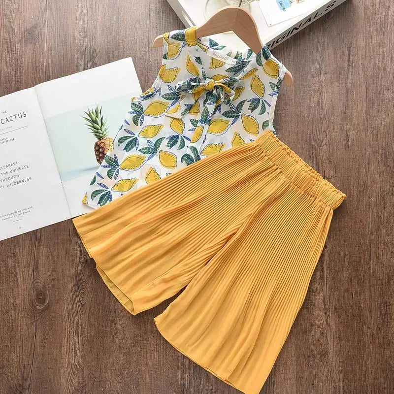 Kids Girls Summer Tops with Long Pants Clothing Sets