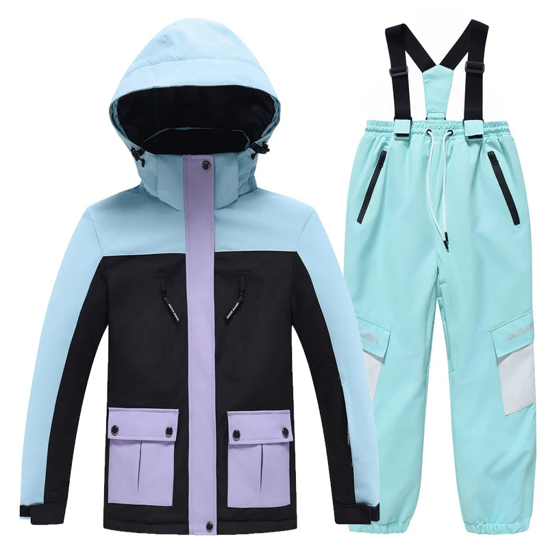 Kids Snowboard Clothing Set With Coat and Strap Pants childrensterritory