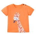Cartoon Giraffe Print Little Girls Summer Tops Tees childrensterritory