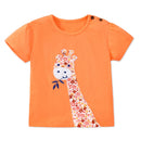Cartoon Giraffe Appliques Children's Summer T-shirts childrensterritory