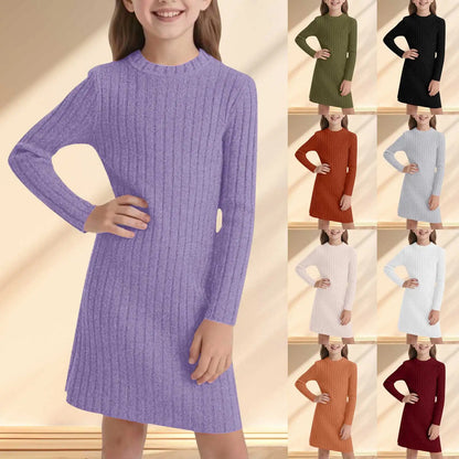 Girls’ Long-Sleeve Elegant Winter Dresses