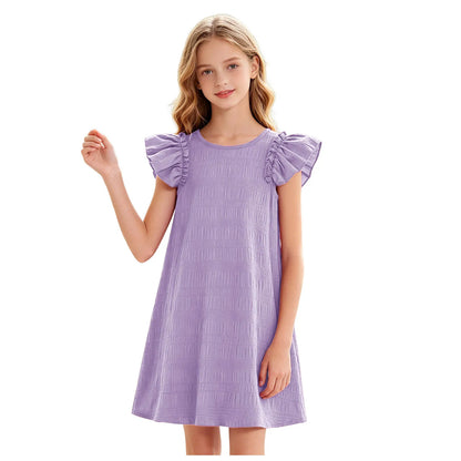 Girls Flying Sleeves Casual Daily Dresses for Summer
