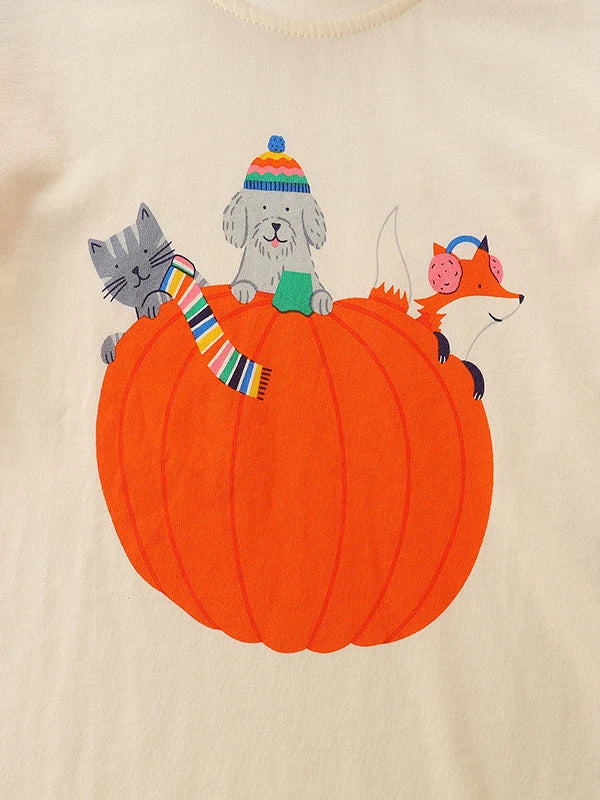 Kids Boys Cartoon Pumpkin Design Cotton T-shirt childrensterritory