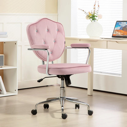 Pink Soft Fabric Cute Office Chair with Wheels childrensterritory