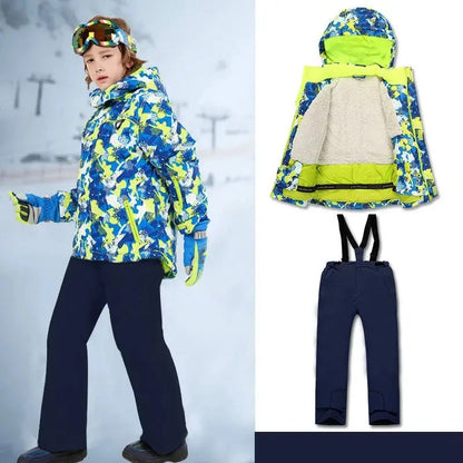 Kids Ski Wear Printed Windproof And Waterproof Clothing Set childrensterritory
