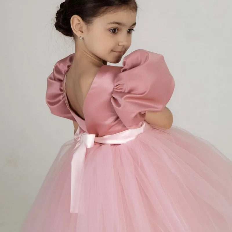 Kids Girls Puff Sleeve Princess Dress For Birthday Party childrensterritory