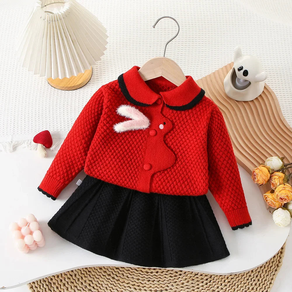Girls’ Cartoon Design Elegant Winter Dresses
