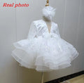 Sequined Tiered Tulle Luxury Wedding Party Dress for Girls childrensterritory