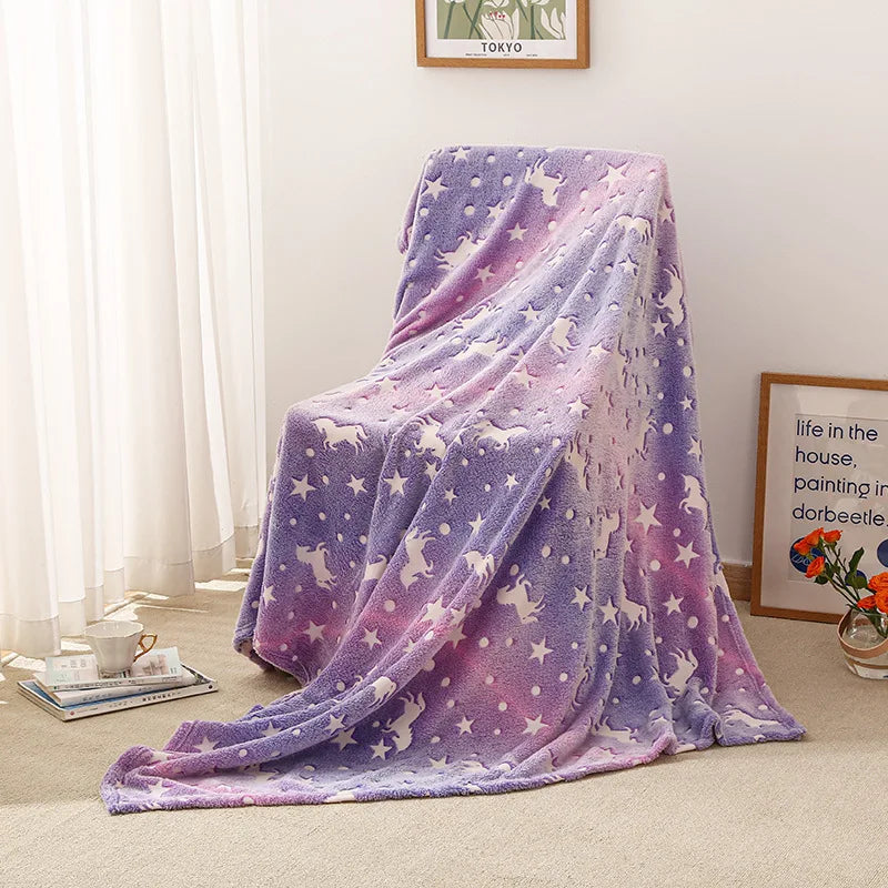 Soft Cozy Glow in The Dark Unicorn Blanket for Kids childrensterritory