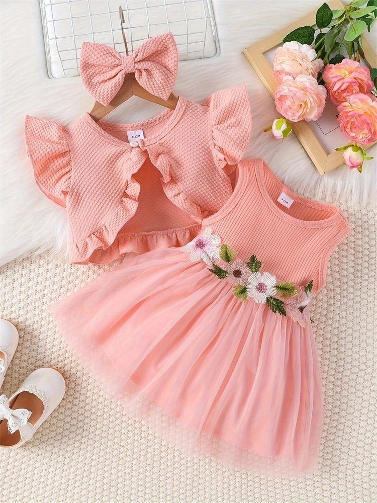 Sweet Lace Mesh Sleeveless Dress for Newborn Baby Girls childrensterritory