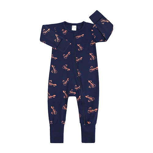 Long Sleeves Printed Baby Girl/Boy Zipper Bodysuits