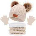 Toddler 3Pcs Cute Pompom Knitted Hats Scarf Gloves Set childrensterritory