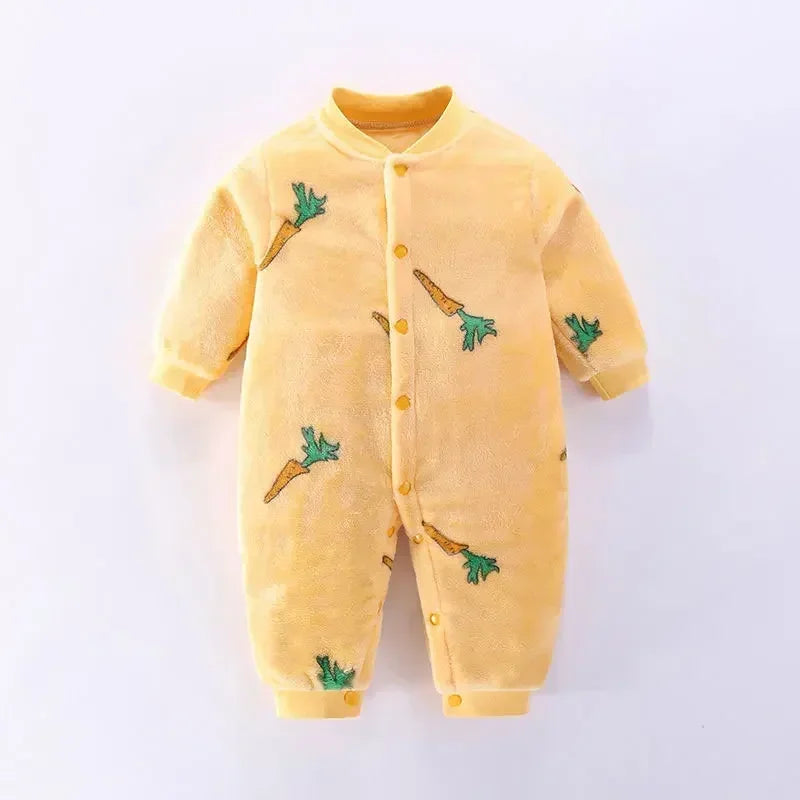 Soft Flannel Warm Printed Baby Romper for Winter
