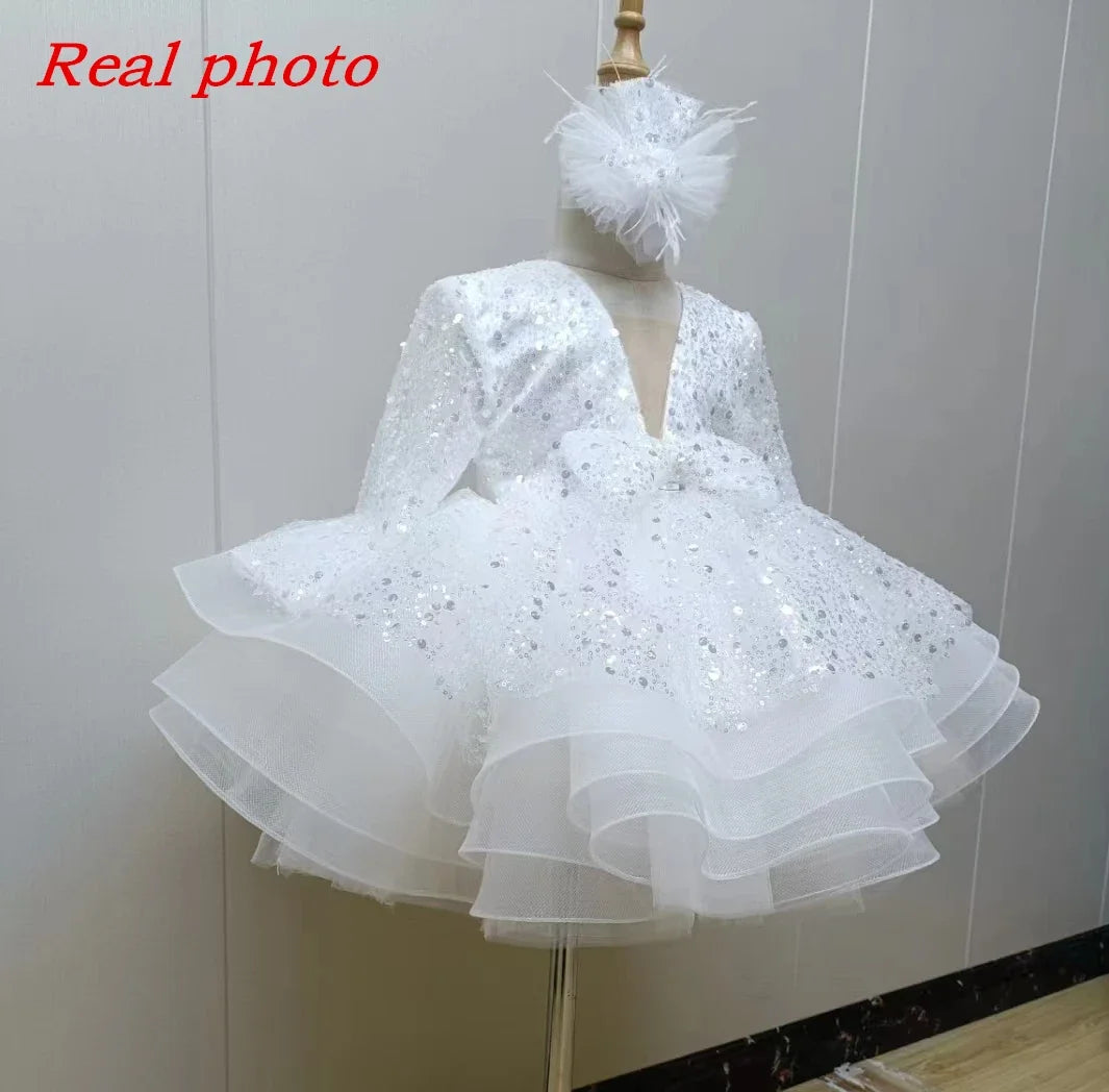 Shining V-Neck Baby/Kids Girls Communion Dresses