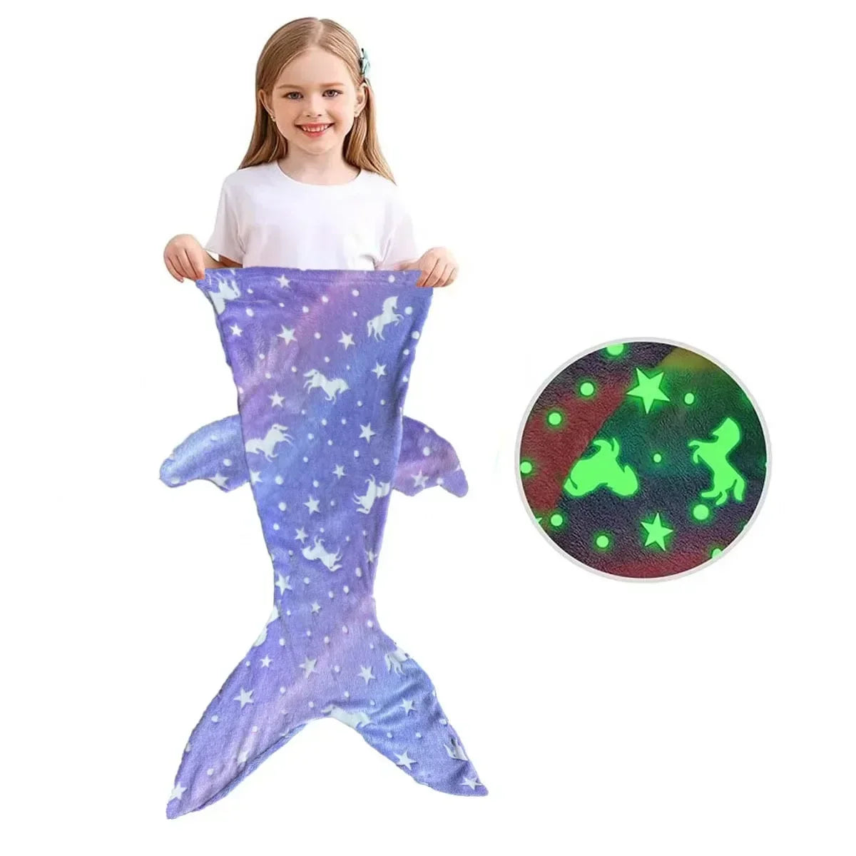 Mermaid Tail Design Soft Flannel Wearable Blanket for Kids