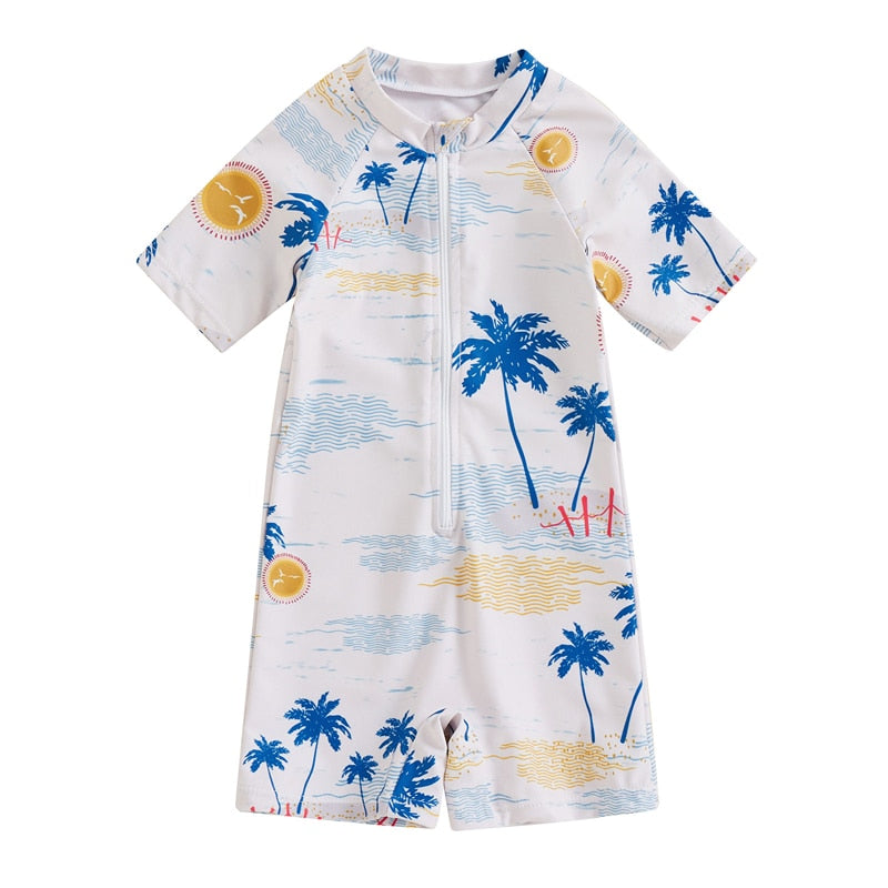 Baby/Kids Tree Print Short Sleeve Rashguard Swimsuit childrensterritory