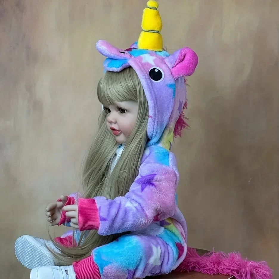 55cm Lifelike Baby Girl Doll With Blonde Long Hair childrensterritory