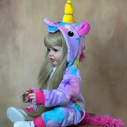 55cm Lifelike Baby Girl Doll With Blonde Long Hair childrensterritory