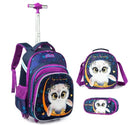 3D-printed Sequins Kids Wheeled Backpack 3 Piece Set childrensterritory
