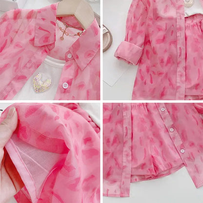 Kids Girls Sunscreen Jacket + Shorts 2Pcs Summer Outfit Set childrensterritory