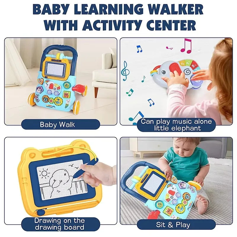 3 in1 Sit to Stand Learning Musical Walker for Toddlers