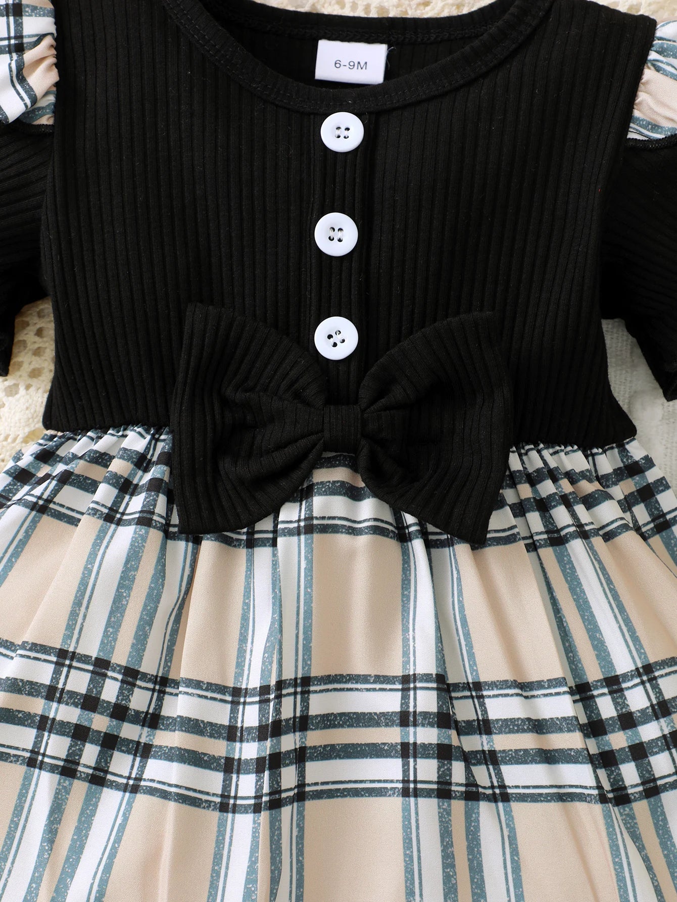 Newborn Girl Checkered Print Bow Dress for Summer