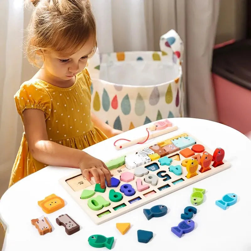 Kids Wooden Busy Board Digital Shapes Matching Toy childrensterritory