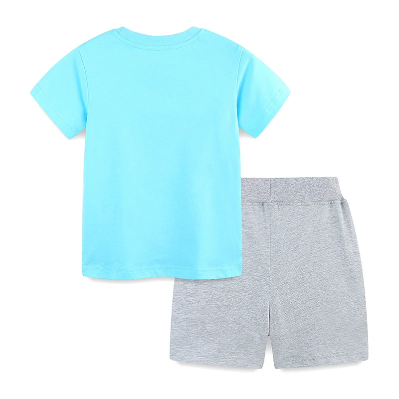 Little Boys Cartoon Sharks Design Summer Clothing Set childrensterritory