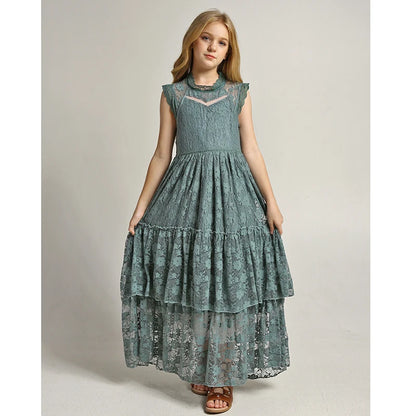 Lace Design Girls Princess Dresses For Party childrensterritory