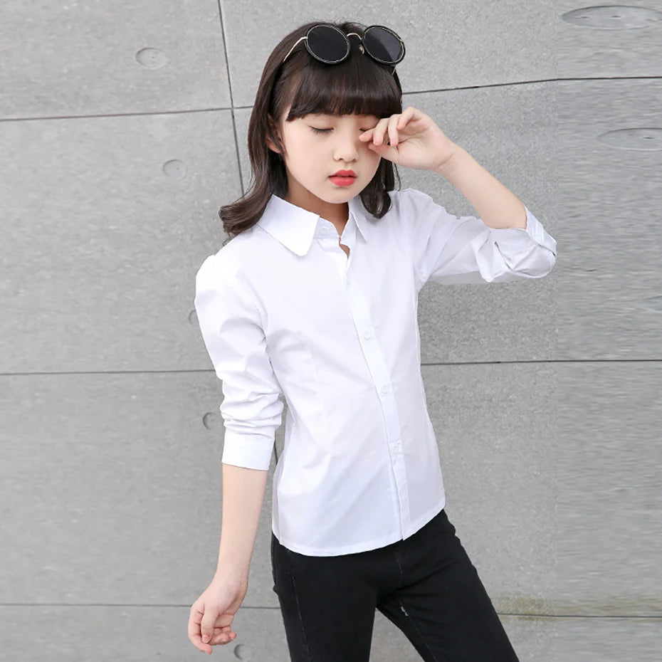 Kids Girls Casual Style White Shirt For School childrensterritory