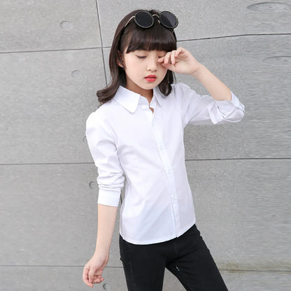 Kids Girls Casual Style White Shirt For School childrensterritory