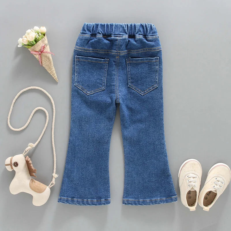 Little Girls Solid Color Denim Pants childrensterritory