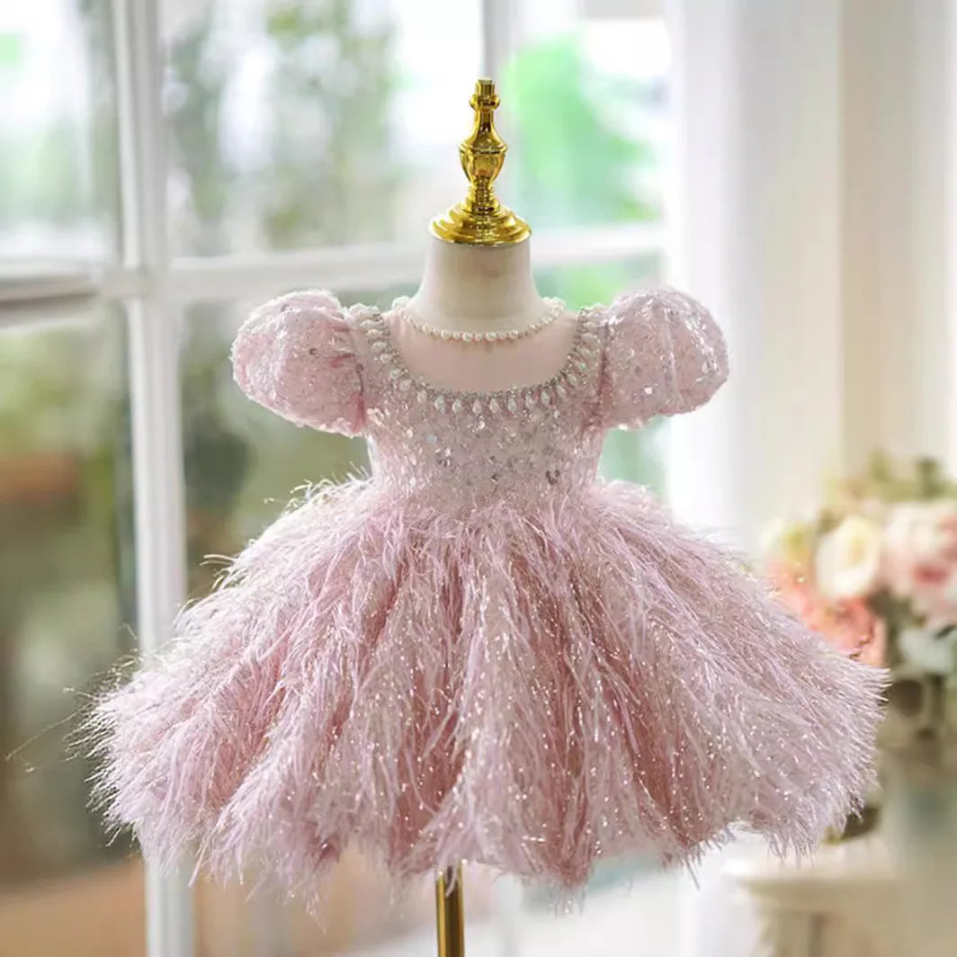 Vintage Design Glittery Pageant Tutu Dresses for Little Girls