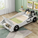 Race Car Design Twin Platform Bed with Backrest and Storage childrensterritory