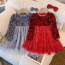 Girls' Round Neck Long Sleeves Party Dresses