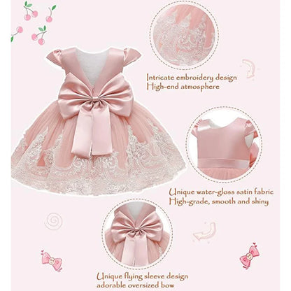 Girls Embroidery Bow Design Princess Dresses
