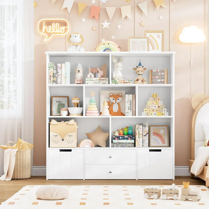 Kids Bookcase and Toy Organizers with Hidden Wheels childrensterritory