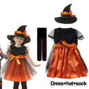 Kids Girls Fancy Cosplay Dresses for Halloween with Pumpkin Bag childrensterritory