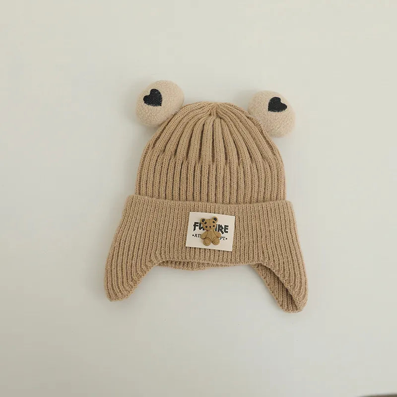 Cartoon Bear Ear Protection Knitted Hat for Toddler Boys Girls childrensterritory